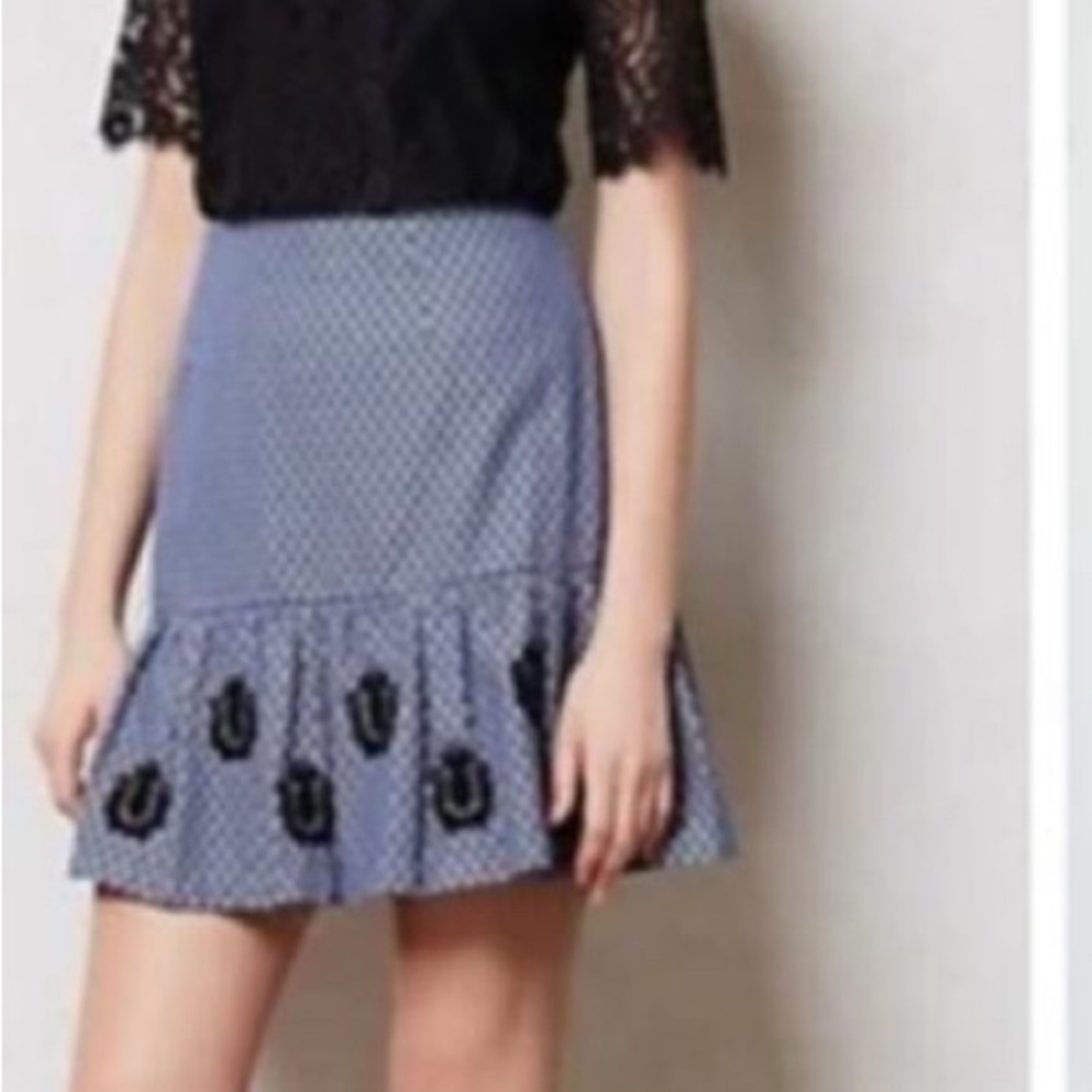 Anthropologie leifsdottir Blue Embellished Mini Skirt